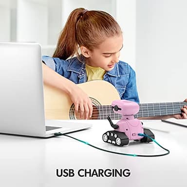 ALLCELE Girls Robot Toy, Rechargeable RC Robot for Kids, Remote Control Toy with Music and LED Eyes, Gift for Children Age 3 Years and Up - Pink - Image 5