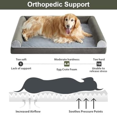 BFPETHOME Washable Dog Beds for Medium Dogs, Orthopedic Dog Bed Medium, Big Couch with Removable Washable Cover, Waterproof Lining and Nonskid Bottom, Egg-Crate Foam Pet Sofa Bed for Sleeping - Image 2