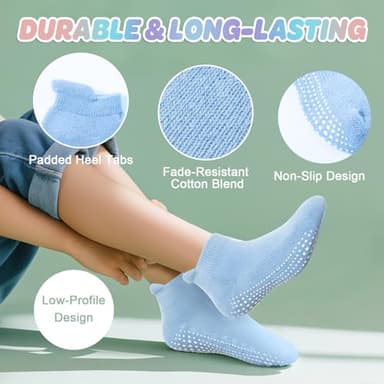 LA ACTIVE Non Slip Grip Ankle Boys and Girls Socks with Non Skid for Babies Toddlers and Kids Back to School 0-10 Years - Image 2
