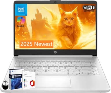 HP 2025 New Student Business Laptop, Intel N150 CPU(Beats N4120), 14 Inch LED Screen, 16GB RAM, 384GB Storage(128GB UFS+256GB MSD), Wi-Fi 6, Copilot AI, Office Pro Lifetime, Windows 11 Pro,w/Mouse - Image 1