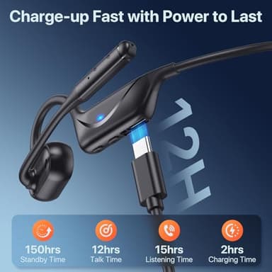 CPTEA Bluetooth Headset with Microphone, Open Ear Headphones, Dual Connect Bluetooth 5.4 Headphones with Noise Cancelling & Mute, Wireless Headset with Mic for Work, Mobile, Tablets, Laptops - Black - Image 7