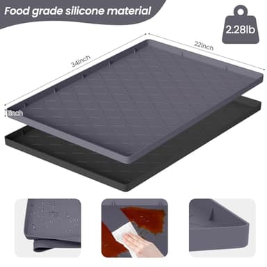 Ruinovate Under Sink Mat for Kitchen Waterproof, 34" x 22" Sink Protectors for Organizers and Storage, Silicone Mats for Kitchen Counter, Under The Sink Organizer (Gray) - Image 2