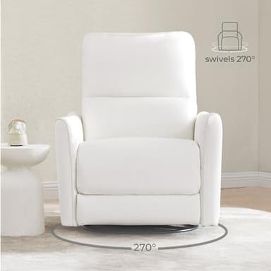 CHITA Power Recliner Chair Swivel Glider, FSC Certified Upholstered Faux Leather Living Room Nursery Reclining Sofa Chair with Lumbar Support, White - Image 3