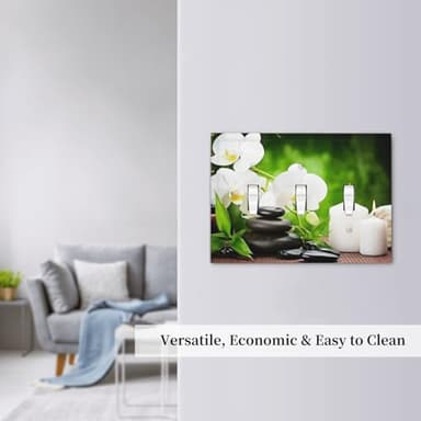 Modern Zen Giclee Wall Art Spa 3-Gang Triple Toggle Decorative Light Switch Plate Cover Massage Treatment Wall Plate Standard Size Wallplate Electrical Device Outlet Cover 6.7x 4.8 IN - Image 7