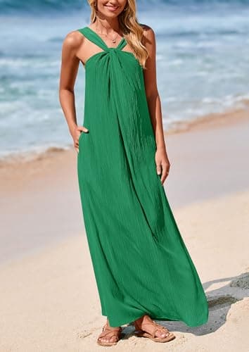 PRETTYGARDEN Womens 2025 Casual Long Summer Dresses Sleeveless Strappy Loose Flowy Beach Vacation Maxi Dress with Pockets (Dark Green,Medium) - Image 7