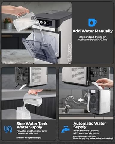 Nugget Ice Maker with 1 Gallon Tank, 41lbs/24H Soft & Chewable Ice, Automatic Water Supply, Preset Time, Self-Cleaning, Multifunctional Pellet Ice Machine for Home & Kitchen - Image 9