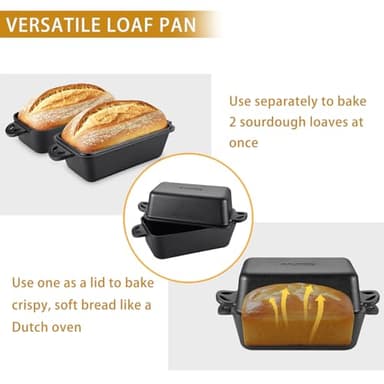 AILITOR Cast Iron Loaf Pan with Lid 9x5 Inch - Bread Baking Pans for Homemade Bread, 2 Piece Set - Image 2
