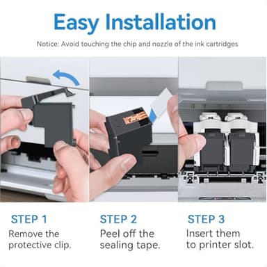 62XL Ink Cartridge Combo Pack Compatible for HP Ink 62 Black and Color Compatible for Envy 7640 7645 5660 5540 5640 5642 5665 OfficeJet 8040 5740 5746 250 200 5745 Inkjet Printer, Print, Scan, Copy - Image 6