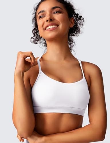 BAYDI Clouduxi Y Back Sports Bras for Women-Padded Racerback Low Impact Spaghetti Thin Strap Workout Yoga Crop Tops White - Image 2
