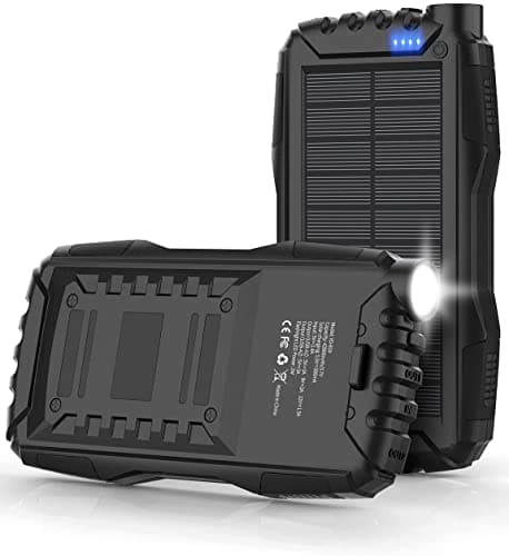 Solar Charger, Power Bank, 42800mAh Portable Charger Power Bank External Battery Pack 5V3.1A Qc 3.0 Fast Charger Built-in Super Bright Flashlight (Black) - Image 1
