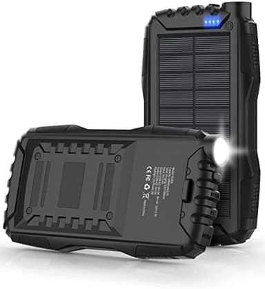 Solar Charger, Power Bank, 42800mAh Portable Charger Power Bank External Battery Pack 5V3.1A Qc 3.0 Fast Charger Built-in Super Bright Flashlight (Black) - Image 1
