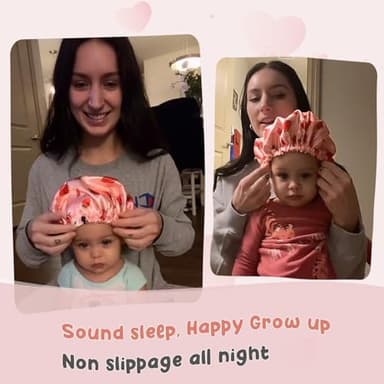 YANIBEST Baby Satin Bonnet Sleep Cap - Double Layer Reversible Adjustable Silky Satin Cap for Infant Toddler(6-36Months,Strawberry) - Image 4