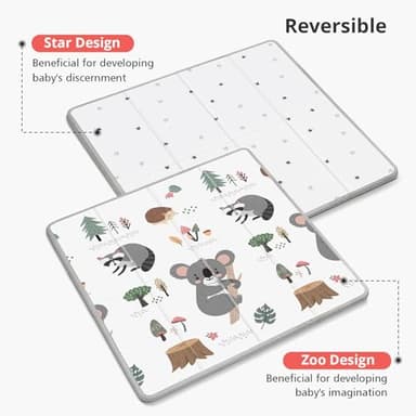 PIGLOG Foldable Baby Play Mat,59x59 Inches Baby Crawling Mat,0.8 Inch Thicken One-Piece Baby Playmat,Non Slip,Waterproof Activity Playmats for Babies,Toddlers,Infants, Play & Tummy Time,Koala - Image 3