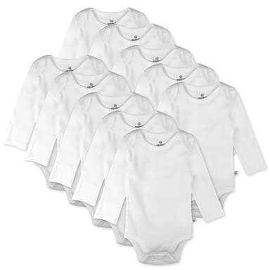 HonestBaby 10-Pack Long Sleeve Bodysuits One-piece 100% Organic Cotton for Infant Baby Boys, Girls, Unisex , Honestly Pure White, 24 Months - Image 1