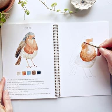 Emily Lex Studio Watercolor Workbook for Beginner,44 Spiral-Bound Pages Dispersed Beginner Friendly Watercolor Workbooks for Adults,Arts and Crafts Supplies Gift (Birds) - Image 6