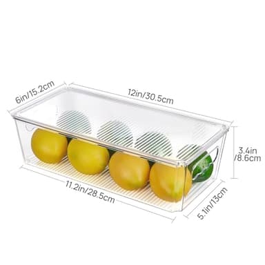 Vtopmart 8pcs Clear Organizers and Storage Bins with Lids, Stackable Plastic Storage Containers with Handles for Fridge, Freezer, Pantry, Cabinet, Kitchen Organization - Image 2