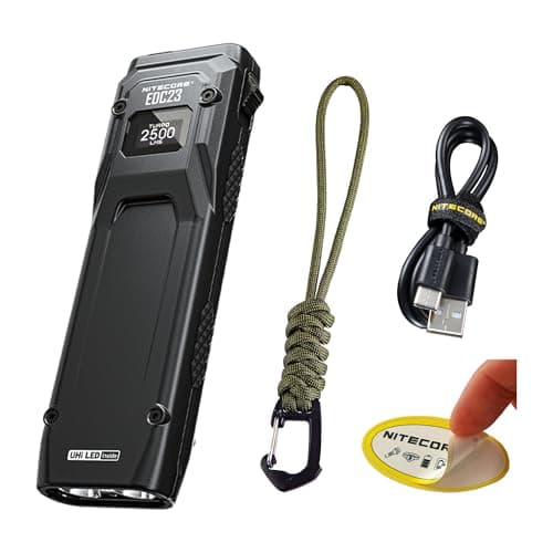 Nitecore EDC23 EDC Flashlight, 2500 Lumen Ultra-Slim Flat Shape USB-C Rechargeable Fast Charging with Digital OLED Display, Mechanical Lock Switch - Image 1