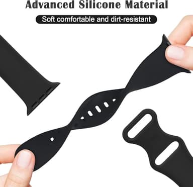 TreasureMax Sport Band Compatible with Apple Watch Bands 38mm 40mm 41mm 42mm 44mm 45mm 46mm 49mm, Soft Silicone Strap Compatible for Apple Watch Series 11 10 9 Ultra SE 8 7 6 5 4 3 Men Women Black - Image 2