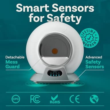 PetCove Self Cleaning Litter Box with Auto Safety Sensors for Multiple Cats - Automatic Cat Litter Box Self-Cleaning - Covered Odor Removal with APP Control - Compatible On All WiFi - Electric Robot - Image 4