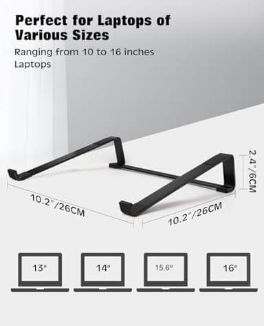 Thibault Aluminum Laptop Stand for Desk - Cooling Ergonomic Design - Fits MacBook Air Pro/DELL/HP/Lenovo/ThinkPad/Alienware - 13/14/15.6/16 -Easy Assembly- Ventilated Laptop Stand for Optimal Airflow - Image 4