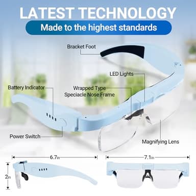 YOCTOSUN Magnifying Glasses with Light, Magnifier Headset with 5 Detachable Lenses 0.75X-4.0X and 3 LED Lights, Rechargeable Hands Free Head Magnifying Glass for Close Work Hobby Crafts Jewelry - Image 2