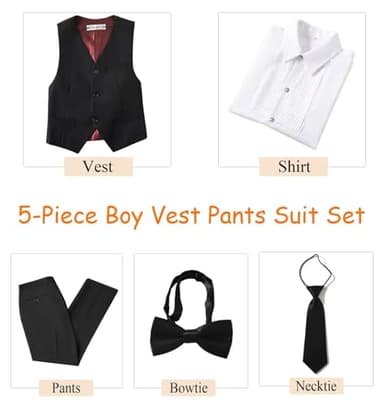Boys Suit Size 12 Black Suits for Boys Toddler Suit Set First Communion Suit Kids Ring Bearer Christmas Outfit - Image 2
