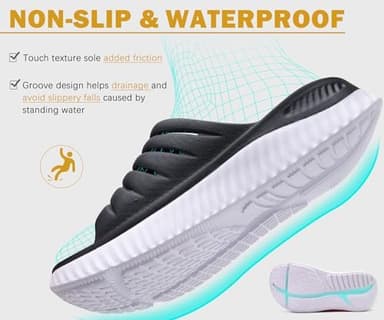 KuaiLu Womens Recovery Sandals Comfortable Plantar Fasciitis Arch Support Ladies Orthopedic Open Toe Slip On Running Sport Walking Slides Thick Athletic Cushion Slippers Summer Sliders Black Size 11 - Image 8