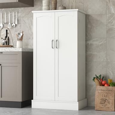 kepptory Kitchen Pantry Cabinet, Pantry Storage Cabinet with Adjustable Shelves and Drawer, Sideboard Buffet Cupboards Storage Shelf for Home Office Use (White, 16" D x 24" W x 47" H) - Image 3
