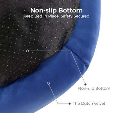 JMHUND Cat Bed for Indoor Cats,Round Cat Bed for Small Pets,Washable Pet Bed with Non-Skid Bottom,Pet Bed for Puppy and Kitty,19 Inches,Navy - Image 6