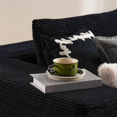 ovios 104" Cloud Sectional Couch with L-Shape Chaise,Modern Modular Sofa with Deep Seat, Upholstered Couches for Living Room Bedroom,No Assembly Required, Black (Corduroy Fabric) - Image 8