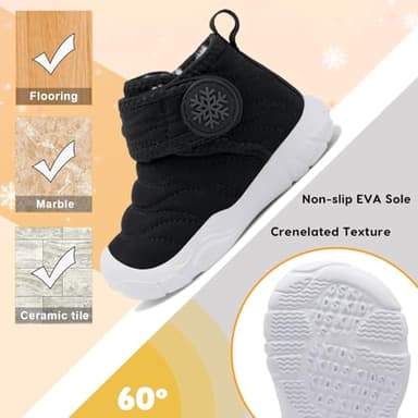 BARERUN Infant Unisex Warm Fur Lining Soft Boots Baby Winter Ankle Non-Slip Sole Toddler Winter Snow Crib Shoes Black Baby Shoe Size 12-18 Months - Image 5