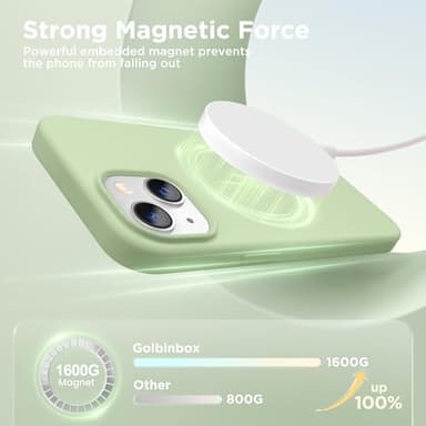GolbinBox Magnetic for iPhone 15 Case, Compatible with MagSafe, [Soft Anti-Scratch Microfiber Lining], Slim Liquid Silicone Shockproof Protective Phone Case for iPhone 15 6.1 inch, Matcha - Image 3