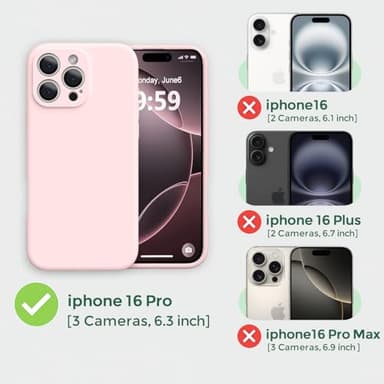 Ktele Magnetic for iPhone 16 Pro Case [Compatible with Magsafe] [Premium Silicone Satin-Smooth Touch] Slim Shockproof Anti-Scratch Microfiber Lining Case, 6.3 inch, Chalk Pink - Image 2