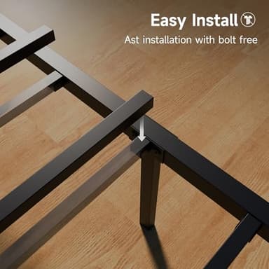 Z-hom Upgraded King Size Bed Frame, Heavy Duty Metal Sturdy King Bed Frame with Modern Wood Headboard & Footboard, Stable Platform Bed Furniture Bed Storage, No Noise, No Box Springs, Vintage Brown - Image 6