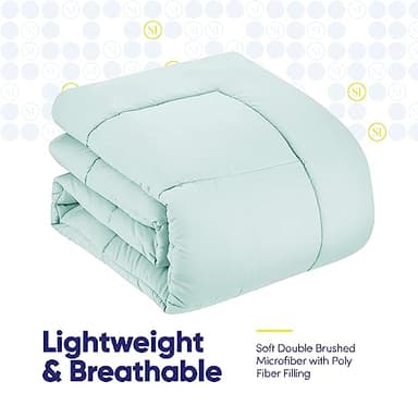 California King Comforter Set - Soft & Breathable 7-Piece Bedding Collection - 1 Comforter, 1 Fitted Sheet, 1 Flat, 4 Pillowcases - Deep Pocket - Premium Quality - Ideal for All Seasons, Aqua - Image 4