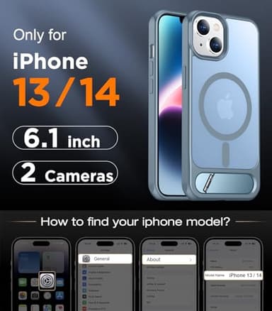 Temdan Magnetic Compatible with iPhone 14 Case/iPhone 13 Case,[Built-in Invisible Kickstand][Compatible with MagSafe][Military Grade Shockproof] Slim Translucent Matte Phone Case for iPhone 14/13 6.1" - Image 2