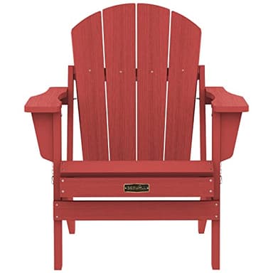 SERWALL Folding Adirondack Chair Outdoor Adirondack Chairs Weather Resistant for Patio - New Red - Image 10