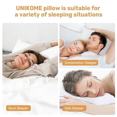 UNIKOME Natural Goose Down Feather Pillows Medium Firm Pillow with 100% Cotton Cover, Thick Gussted Bed Hotel Collection Pillows for Back,Stomach,Side Sleeping, Standard Size Set of 2 - Image 6