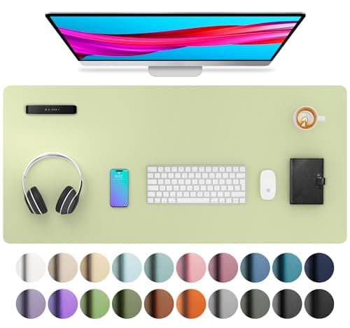 Aothia Leather Desk Pad Protector, Mouse Pad, Office Desk Mat, Non-Slip PU Leather Desk Blotter, Laptop Desk Pad, Waterproof Desk Writing Pad for Office and Home (Grass Green, 36" x 17") - Image 1
