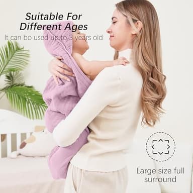 SWEET DOLPHIN Muslin Hooded Baby Bath Towels - 2 Pack 100% Cotton Towel for Babies, Infants, Toddlers - 32x32Inch - Highly Absorbent and Newborn Essential, Light Sakura - Image 4