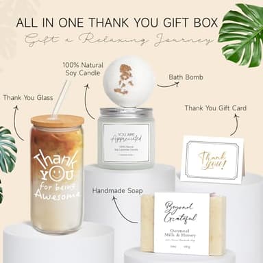 iAOVUEBY Thank You Gifts for Women, Teacher Appreciation Gifts, Employee Appreciation Gift for Coworkers Employees Teachers Nurse Secretary w Thanks Cards, Awesome Glass Cup - Image 3