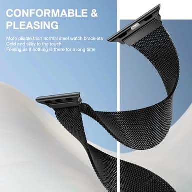 Stainless Steel Milanese Loop Compatible with Apple Watch Bands 46mm 42mm 44mm 45mm 49mm 38mm 40mm 41mm men and women,Magnetic Clasp Replacement for iWatch Ultra Series 11 10 9 8 7 SE 6 5 4 3 2 1 - Image 3