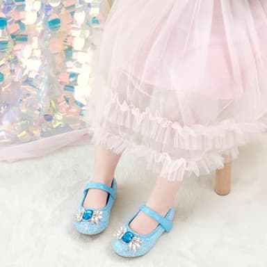 Otter MOMO Toddler Little Girls Princess Shoes Mary Jane Ballerina Flats Flower Girl Dress Blue Shoes Size 5 - Image 3