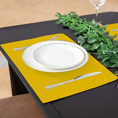 Rinpon Cloth Yellow Placemats Set of 8, Linen Type Fabric Placemats Machine Washable Heat Resistant Placemats Polyester Place Mats for Halloween, Thanksgiving and Christmas Dining Table (Yellow) - Image 3