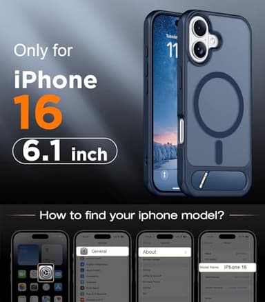 Temdan Magnetic Compatible with iPhone 16 Case, [Built-in Invisible Kickstand][Compatible with MagSafe] [Military Grade Shockproof] Slim Translucent Matte Phone Case for iPhone 16 6.1" - Image 2