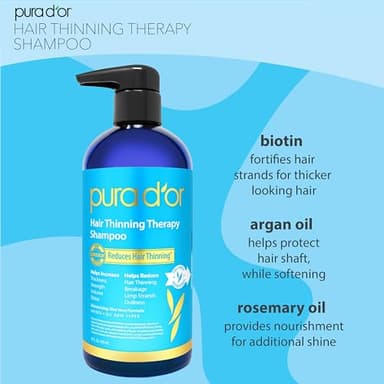 PURA D'OR Hair Thinning Therapy Biotin Shampoo and Conditioner Set, CLINICALLY TESTED Effective Results, Hair Thickening Products For Women & Men, Natural Routine, Color Safe, 16oz x2 - Image 5