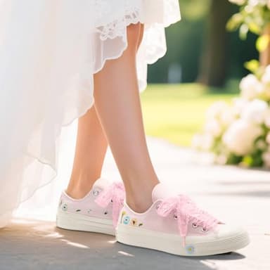 WEGOODZF Flat Lace Shoelaces for Women: 2 Pairs 2.3 CM Wide 47 Inch White Lacy Fancy Shoe Laces - Image 7