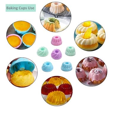 Tongjude 47 Pieces Silicone Baking Pans Set, 6 Silicone Cake Molds, Loaf Pan, Doughnut Pans, Non-Stick Baking Cup, with Measuring Cups and Spoons Set, Grey - Image 6