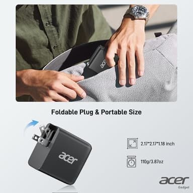 Acer 67W USB C Charger, 3-Port GaN Fast Charging Block, Foldable and Portable USB Wall Plug Adapter Compatible with MacBook Pro/Air, Acer Laptop, Dell XPS, iPad Pro/Air, iPhone 16/15, and More - Image 4