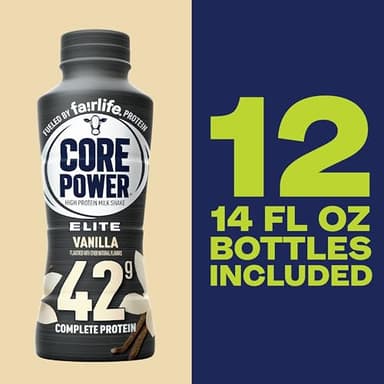 Core Power Elite High Protein Shake, Vanilla, 42g Bottle, 14oz, 12 Pack - Image 5